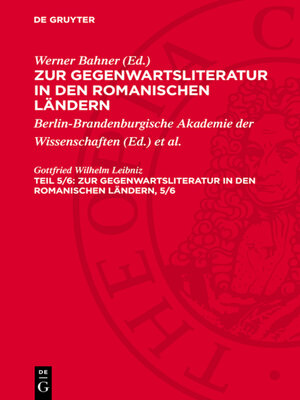 cover image of Zur Gegenwartsliteratur in den romanischen Ländern. Teil 5/6